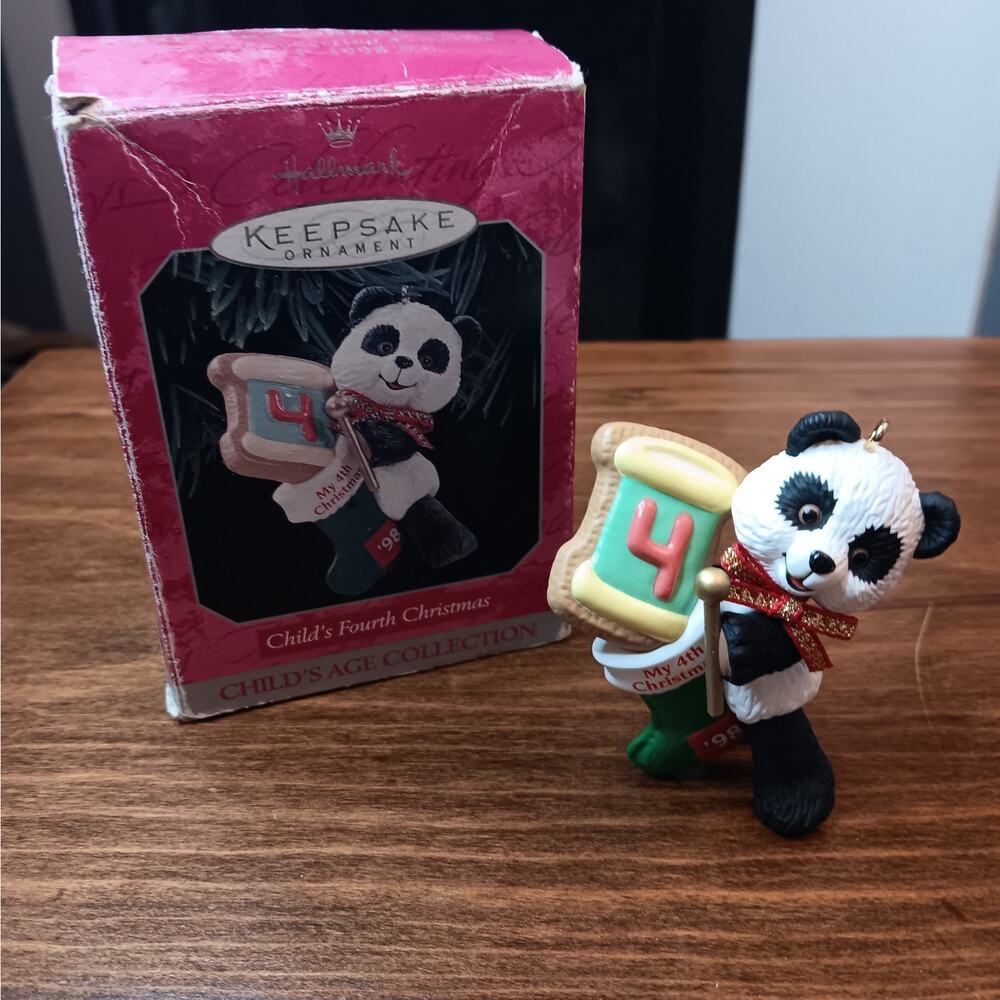 🌸3 for $15 Hallmark Child's Fourth Christmas Panda Ornament Dated 1998